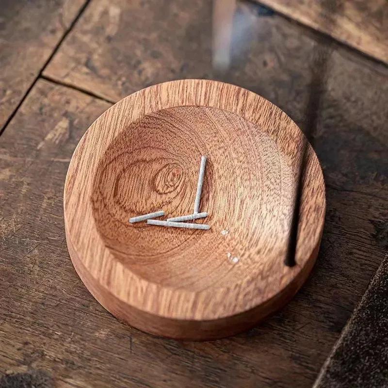 Creative Upside Down Incense Burner Incense Stick Holder Wooden Round Incense Tray Ornament Bedroom Home Yoga Decoration Crafts