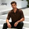 Men T-shirt with Buttons Golf Shirt Short Sleeve Collared T-Shirt Summer Tee