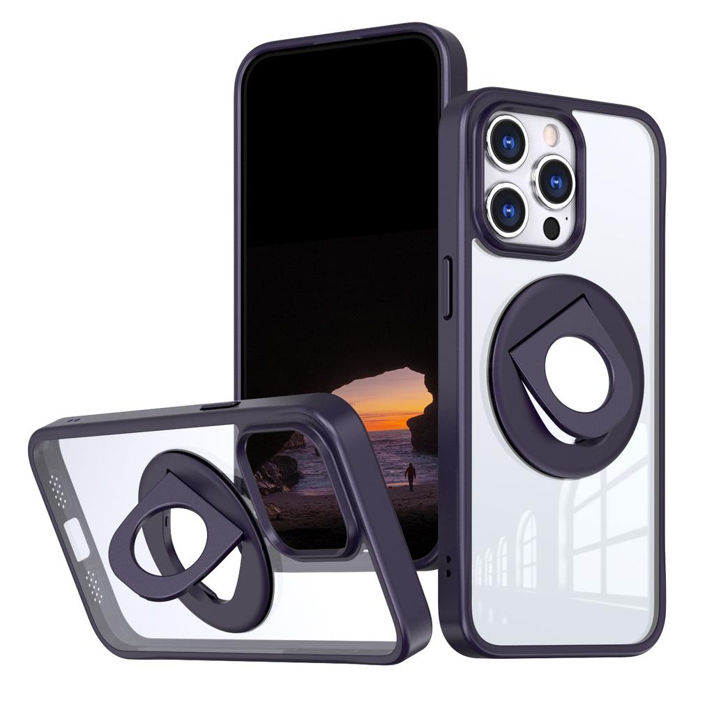 For IPhone 14/15/16 Pro Phone Case Ring Rotating Bracket for Apple 16 Plus Magnetic Transparent Case