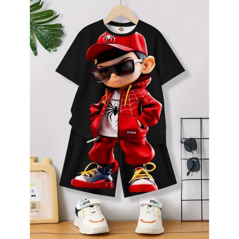 Направленный проем, популярная модель для девочек, узор «тай-дай» с буквенным принтом, костюм из футболки и шорт, повседневный стиль