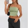 Женский strapless укороченный топ-камисоль в стиле Y2K - Однотонный черный, без рукавов, летний топ для повседневной носки