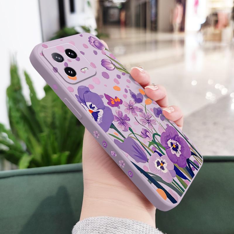 Purple Charm Tulip Phone Case For Xiaomi Mi 15 14 14T 13 13T 12 12X 12T 12S 11 11T 10 10T 9 9T Pro Lite Liquid Silicone Cover