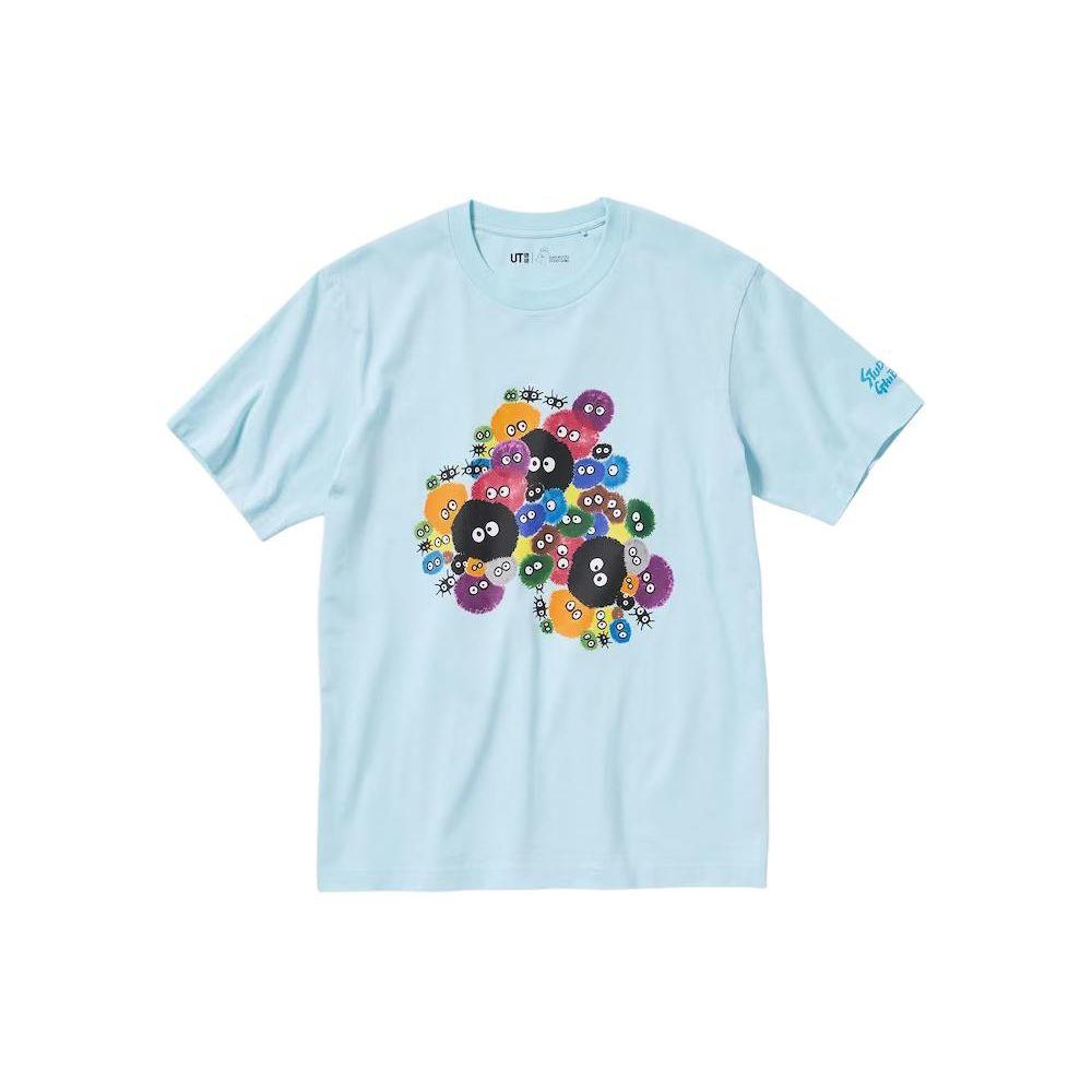 Uniqlo Коллекция Studio Ghibli SS24 Футболка унисекс с круглым вырезом и коротким рукавом, с принтом на груди, светло-голубая 471259-60