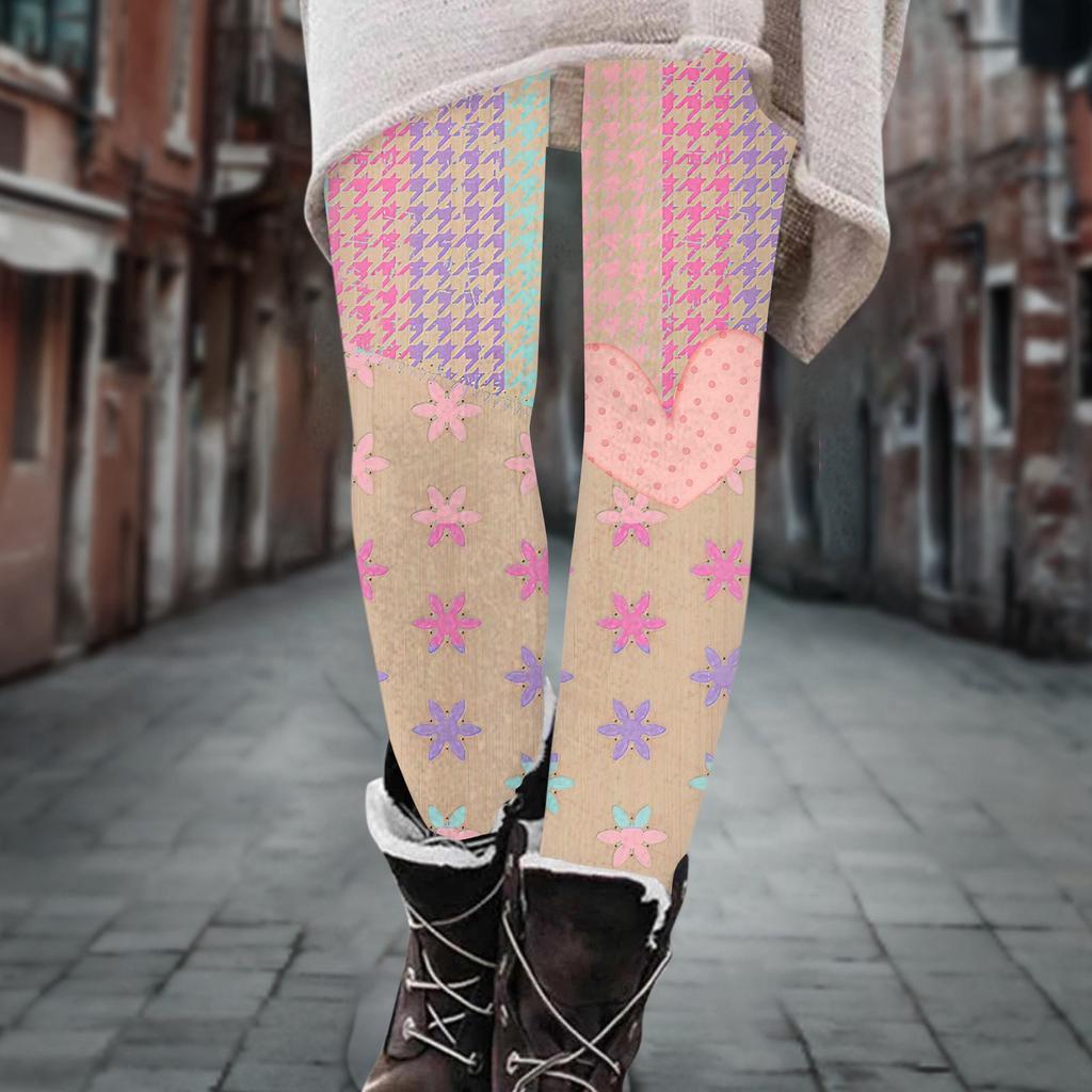 Женские брюки, эластичные мягкие хлопковые леггинсы с принтом, повседневные домашние пижамы