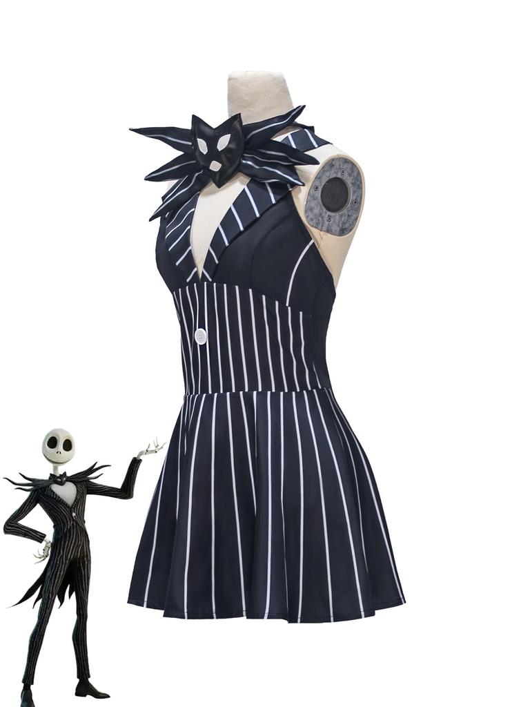 Jack Skellington Genderbent Zombie Bride Costume Dress for Halloween or Stage