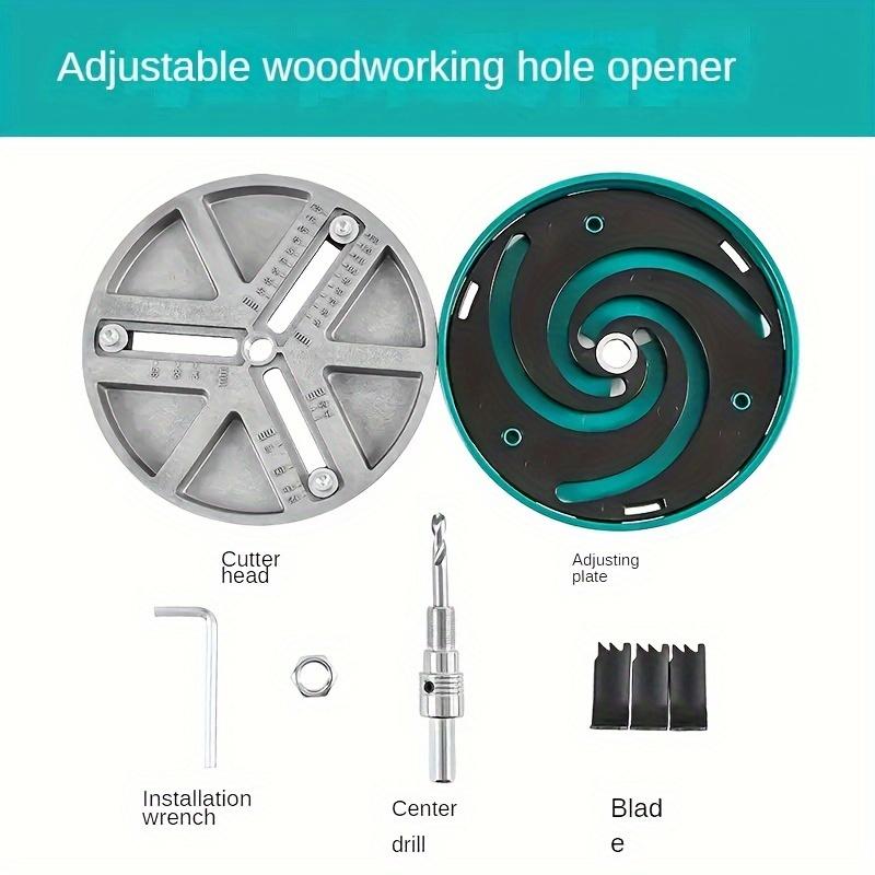 Adjustable Hole Saw Cutter - Tap Extractors for Wood, Plastic, Drywall,Woodworking Tool with Center Drill,Versatile 1.7"-5" Diameter Drill Bit