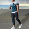 Летняя мода, новые мужские брюки, спортивный комплект, 3D-принт, полосатая футболка с коротким рукавом + брюки, комплект из 2 предметов, мужской спортивный комплект