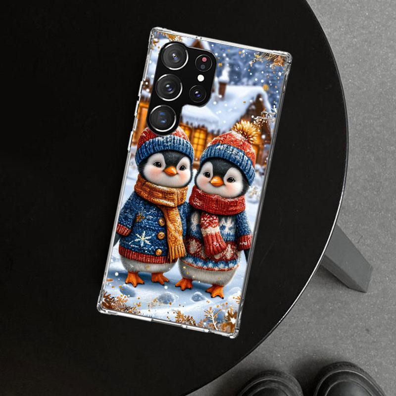 Рождественский чехол-накладка с пингвином для Samsung Galaxy S26 S25 Edge S24 S23 Ultra S22 Plus S21 FE S20 + Арт Индивидуальные Fundas Gal