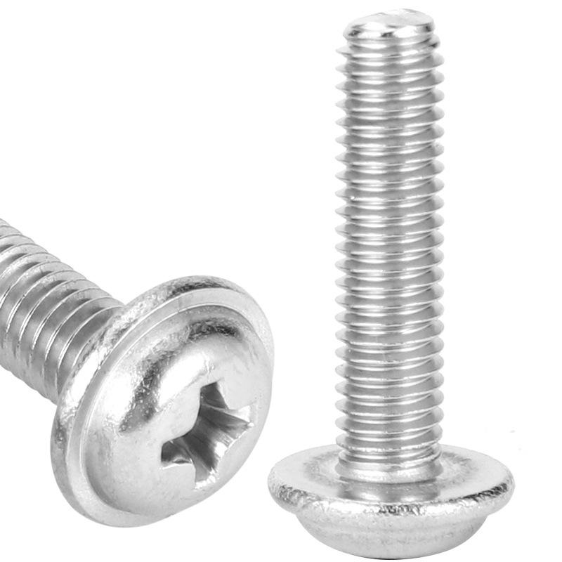 Винт для ручки двери шкафа из нержавеющей стали 304 с круглой головкой и прокладкой, самонарезающий M3/M4