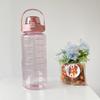 Бутылка для воды на 2 л с отметкой времени, многоразовая бутылка для воды для занятий спортом на открытом воздухе, соломинка, портативный пластиковый стаканчик, большая вместимость