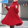 M-5XL большой женский свитер, осенний свитер средней длины с высоким воротником, свободное платье на пуговицах, накидка с большим подолом, теплая куртка
