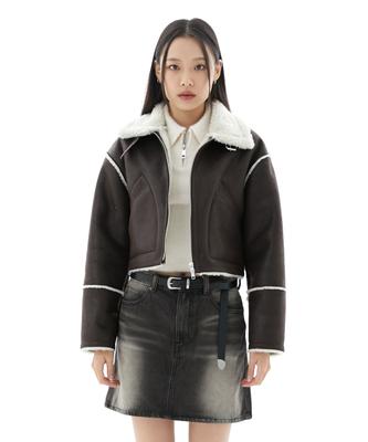 Sperone Women Crop Shearling Fade Mustang (Brown)