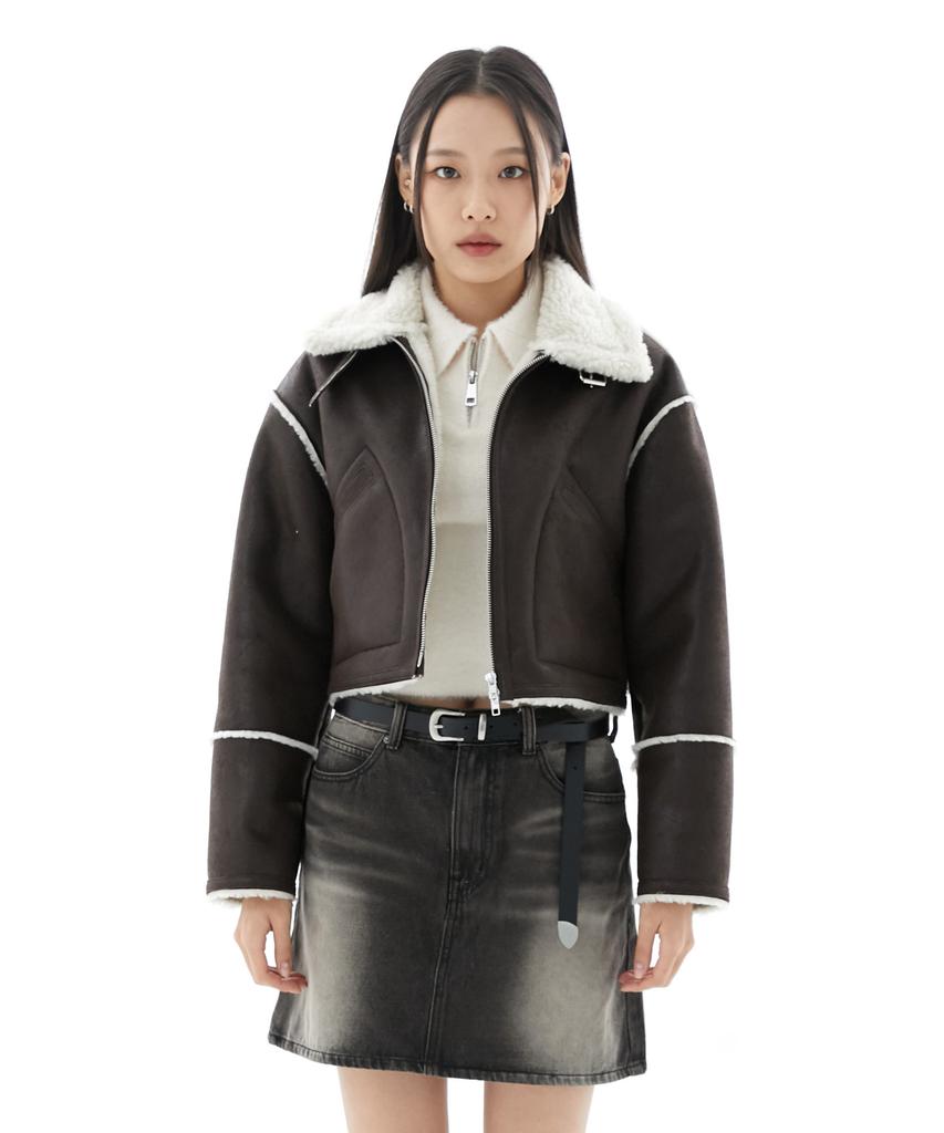Sperone Women Crop Shearling Fade Mustang (Brown)