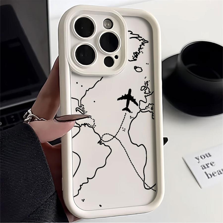 Чехол для телефона iPhone 13 12 11 Pro Max XS Max 16e XR 17 Air 15 16 14 Plus Мягкий корпус Маршрут самолета