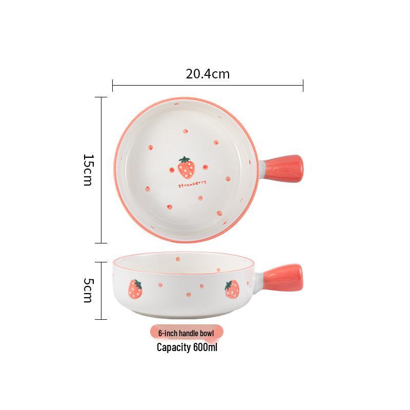Набор керамических мисок и тарелок с клубникой: Милая, девчачья посуда для детских обедов