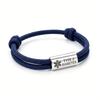 Type 2 Diabetes Bracelet Stainless Steel Engraved Bar Double Braided Nylon Rope for Men Women