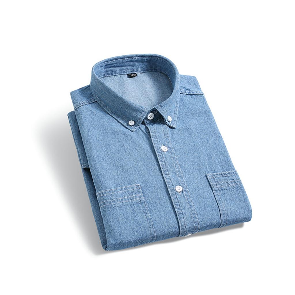Men's Summer Fashion Quality Denim Short-sleeved Shirt Youth Trend Casual Shirt