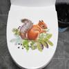 Pine Branch Squirrel Bathroom Toilet Waterproof Wall Stickers Funny Toilet Seat Sticker Decoration
