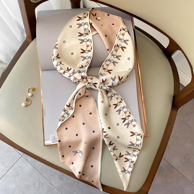 Luxury Long Silk Scarf Female Animal Horse Print Thin Narrow Scarf Bag Hair Band Ribbon Scarfs Women Neckerchief