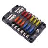 Car Boat Fuse Box Holder With 12 Way Blade Fuse Holder Block & Warning Indicator 12V~24V Power Distribution Panel Board