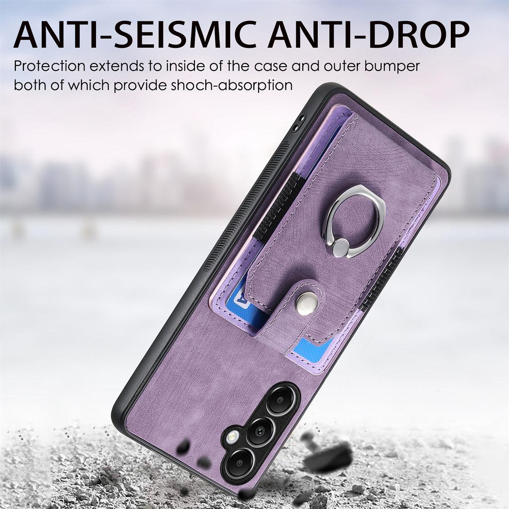 D2 For Samsung Galaxy A55 5G Phone Protective Case Ring Card Holder Kickstand Protection Cover