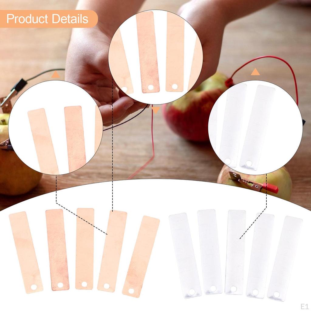 10Pcs Copper Zinc Sheets Power Generation Kit Practice Electrode Strips Electricity Principles for