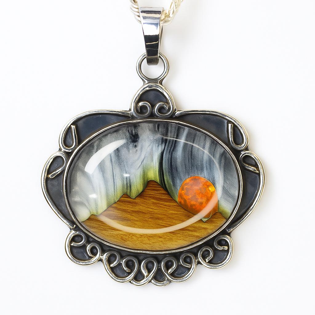 56 ct Natural Multicolor Oval Pendant 925 Sterling Silver Gemstone Jewelry Gift