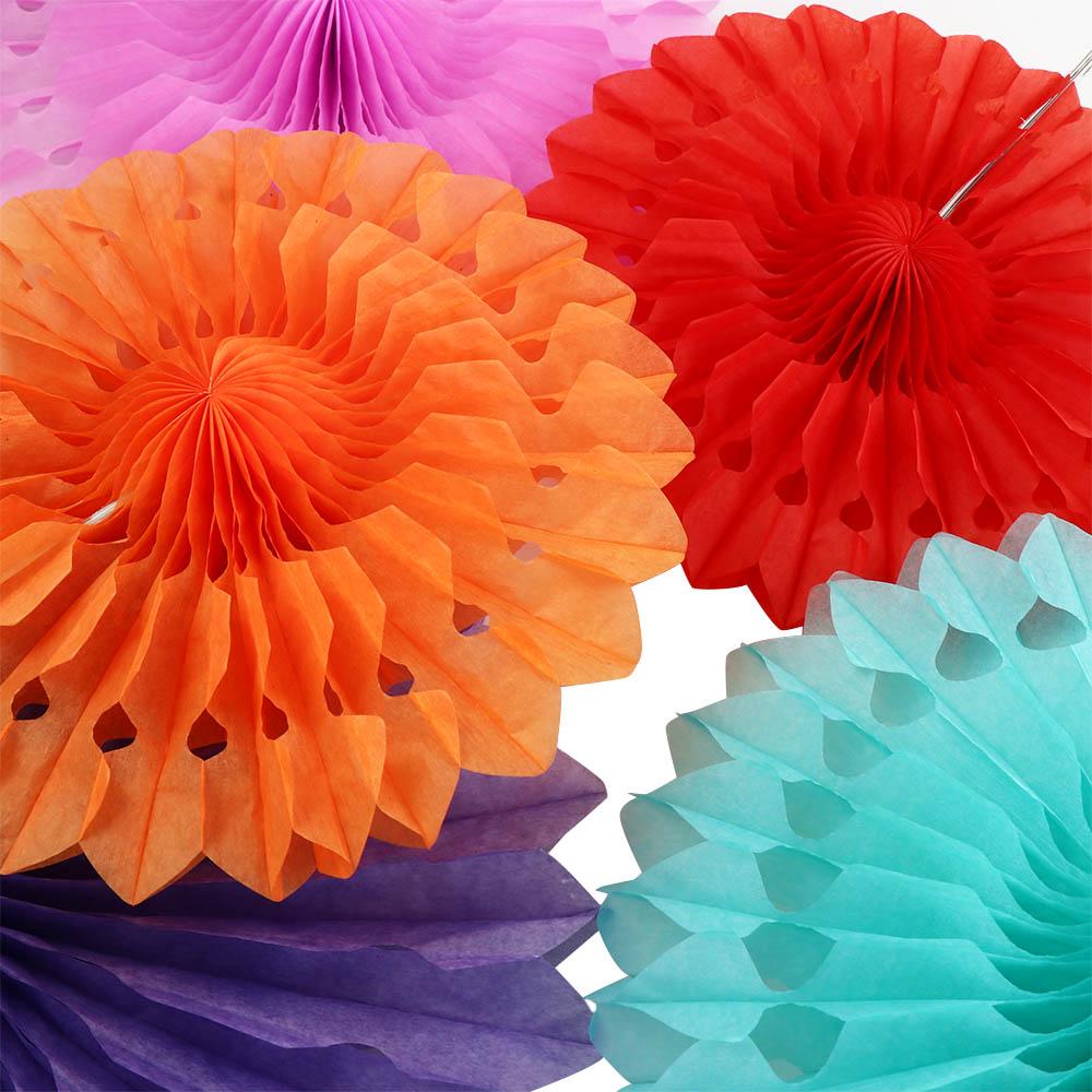 Booth Festival Party Round Birthday Honeycomb Pinwheels Flower Paper Cut-Out Tissue Paper Fans