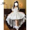Summer New Design Sense Lolita Laminated Tutu Dress Strap Square Collar Lace Bow Waisted Sweet Large Skirt Dress