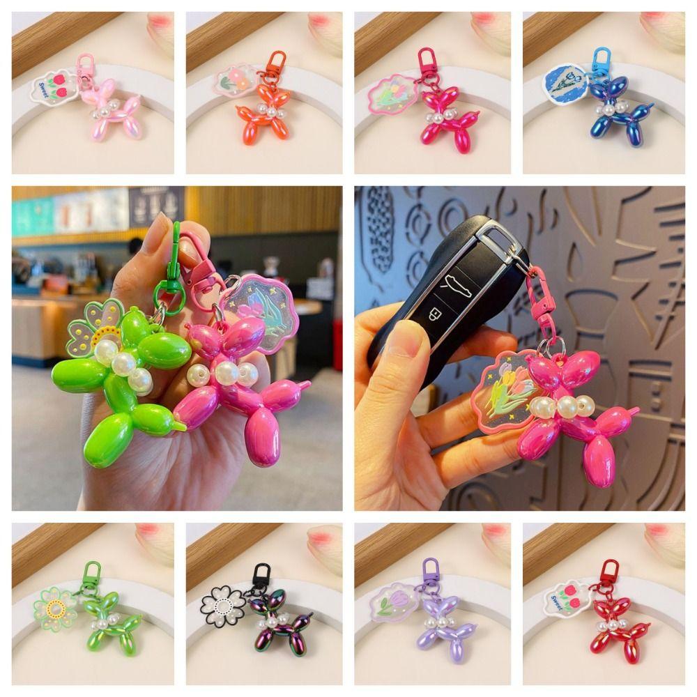 Акриловый желейный брелок в виде воздушного шара в виде собаки, милый кулон в виде тюльпана, брелок в виде щенка Kawaii, ювелирное изделие, подарок