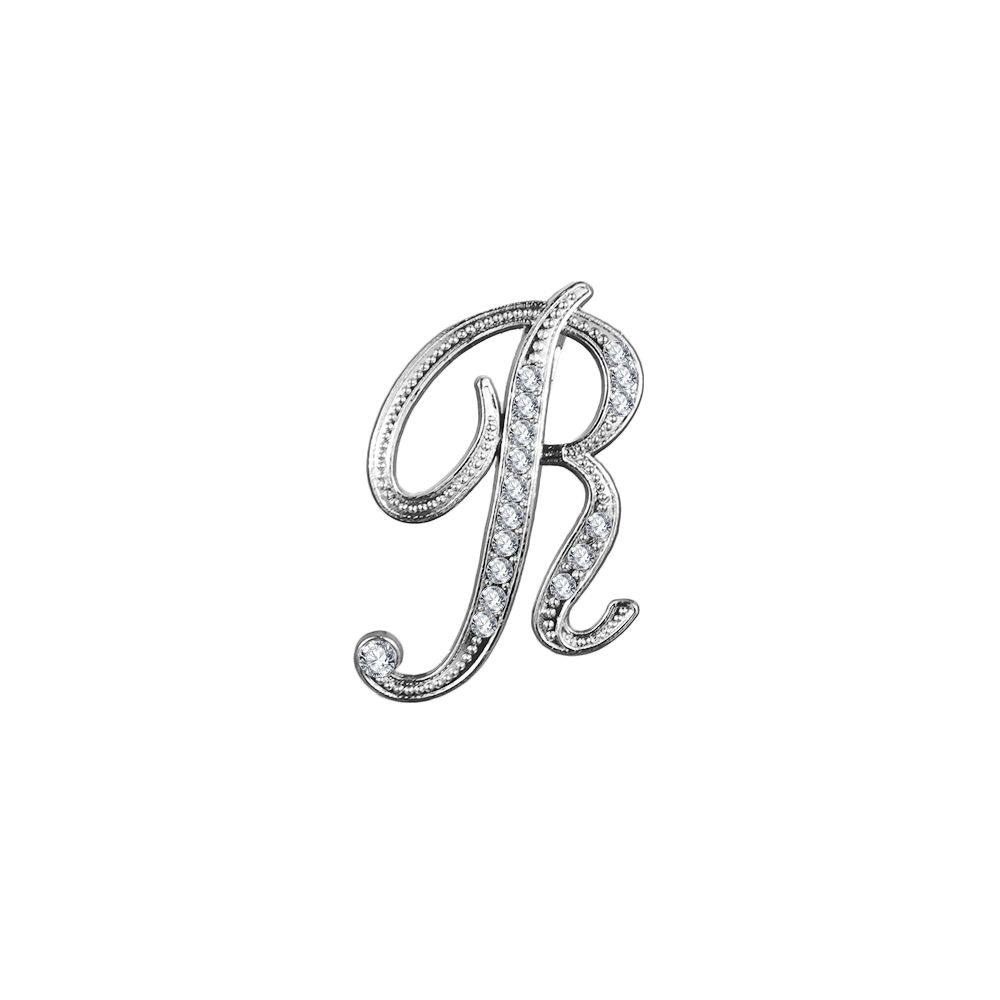 Suit Collar Accessories 26 English Letters Rhinestone Clip Initial Lapel Pin Crystal Letter Brooch