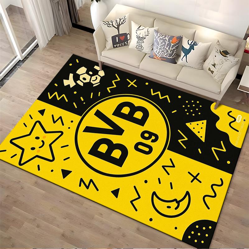 Yellow and Black BVB 09 Theme Rug Non-slip rug suitable for living room and bedroom sofas.