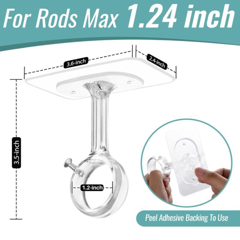 Self-Adhesive No-Drill Ceiling-Mounted Curtain Rod Hook