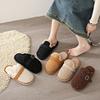 Зимние теплые женские тапочки Простые бархатные тапочки для улицы 2025 Осень/Зима Хлопковые шлепанцы Зимняя женская обувь