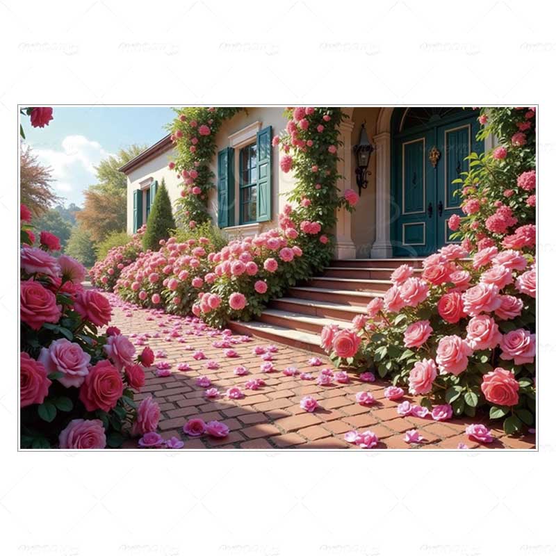 MOON.QG Valentine's Day Decoration Photo Background Candy Shop Teddy Bear Rose Soad Backdrops For Photography Studio Photozone
