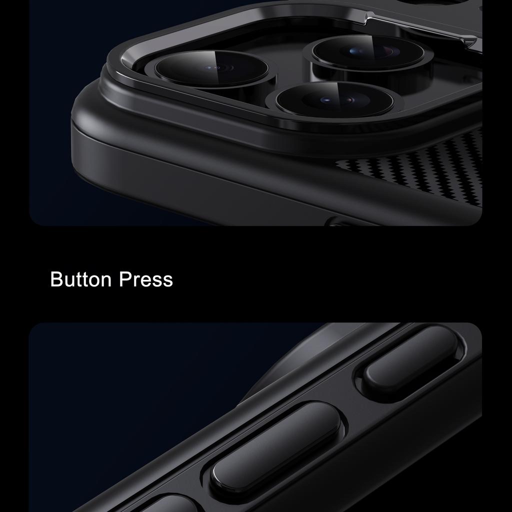 IPAKY Чехол из ТПУ для iPhone 17 Pro Текстура углеродного волокна Чехол для телефона Металлическая рамка для объектива