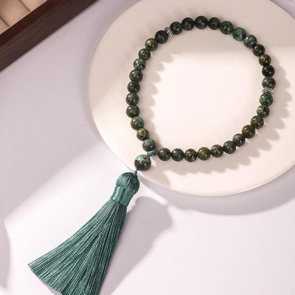 Космическое Парусное Плаванье Браслет из Натурального Кристалла с Бусинами для Молитвы из Африканской Сосны - 33 Бусины Дизайн Двойного Охвата