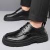 Casual Leather Shoes Men Lace Up High Sole Platform Business Office Black Fashion Dress Formal Wedding Party Shoes Men Oxfords