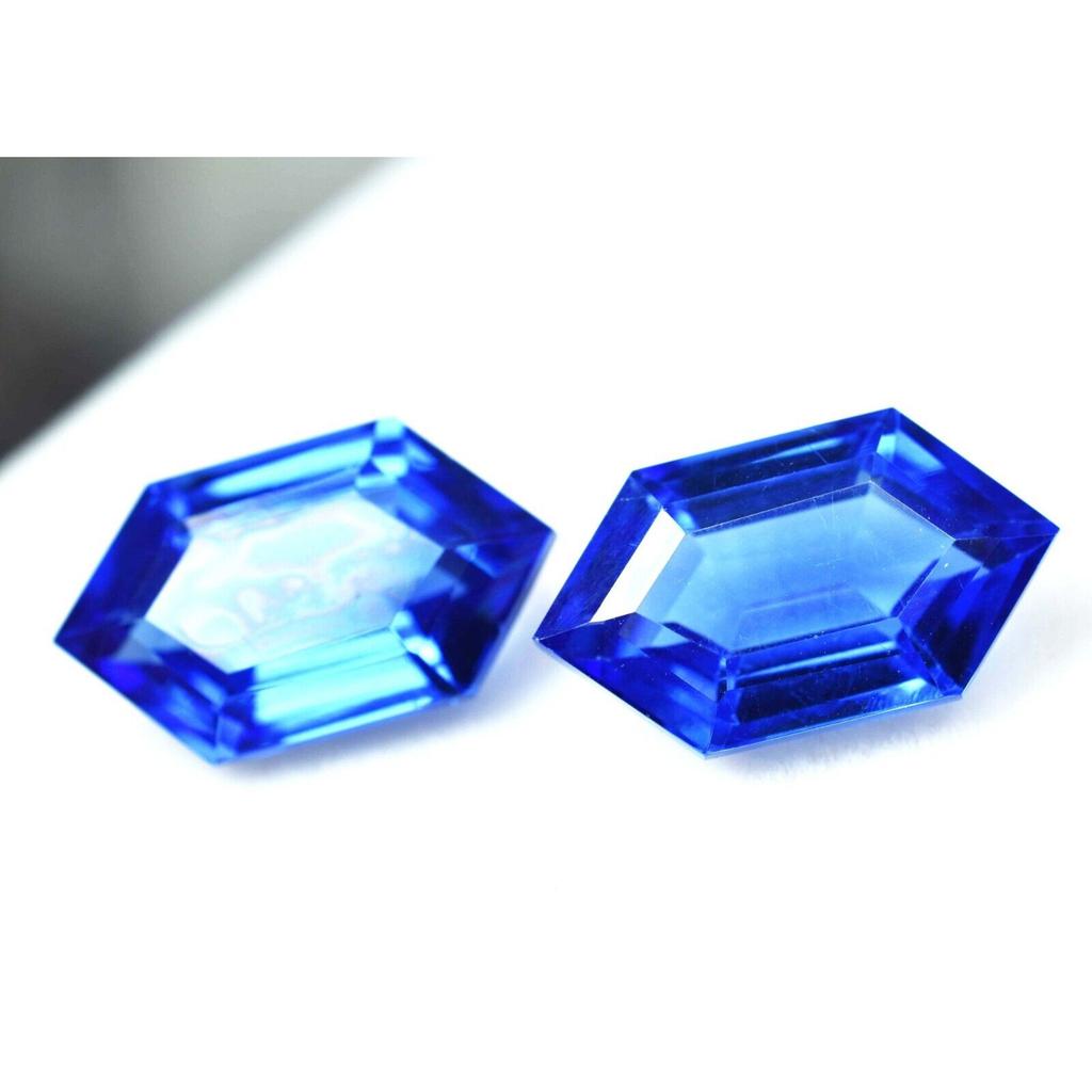 Natural Blue Tanzanite Loose Gemstone 18.80 ct Fancy Shape Pair for Jewelry Making and Crafts
