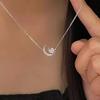 Exquisite Silver Color Star Moon Necklace For Women Heart Zircon Clavicle Chain Woman Jewelry Birthday Gift Accessories