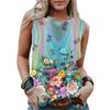Летние топы с 3D-принтом «Цветок и бабочка», женская уличная мода, свободный жилет с круглым вырезом и открытыми плечами, без рукавов, женская майка