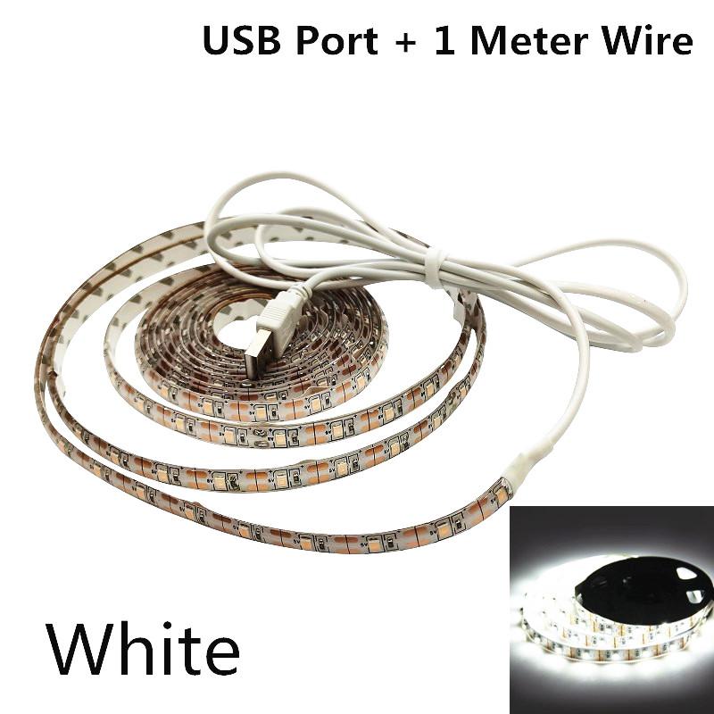 USB LED-Strip 1 Meter Wire SMD3528 light 5V adapter string Christmas desk tape TV Background Lighting 5V 50CM 1M 2M 3M 4M 5M