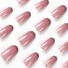 24pcs Manicure Press on Nails DIY Short Almond French False Nails Pink Grey