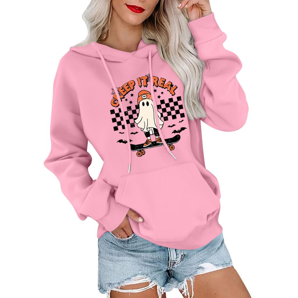 Women's Fashionable, Casual, Comfortable Round-neck, Hooded, Long-sleeved, Halloween-print Warm Sweater