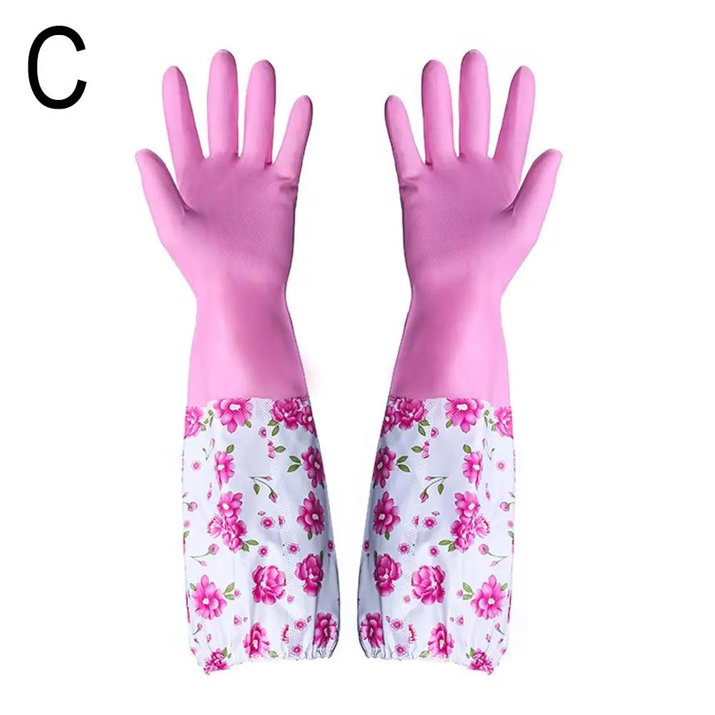 Waterproof And Warm Rubber Gloves Kitchen Washing Dishes Gloves Housework Gloves Women’s Cleaning W1W6