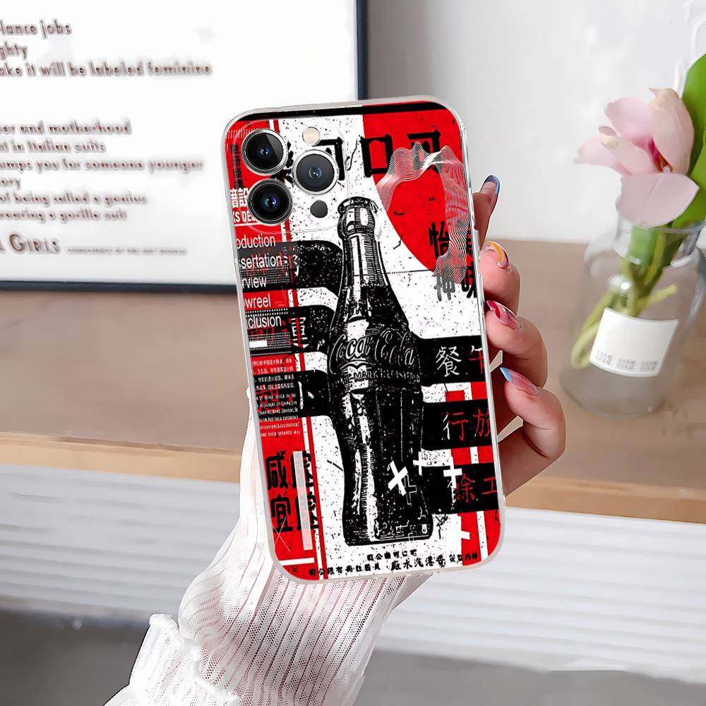 Горячий C-Coca Напитки C-Cola Для IPhone 17 16 15 11 12 13 14 Pro Max Мягкий ТПУ Силиконовый Задний Чехол Прозрачный Чехол