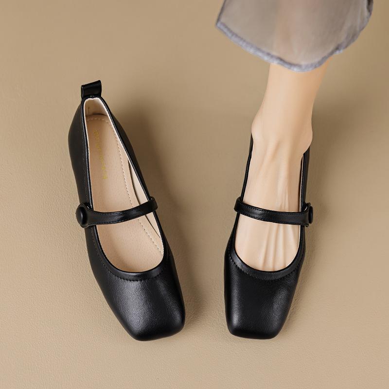 Weiwei Girl 9169-6 Mary Jane Shoes Women's Summer with Skirt Retro Soft Leather Thick Heel Single Shoes Large Size Women's Shoes