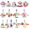 New Copper Delicious Food Cake Bread Charms Fit Original Bracelet&Bangle Diy Beads For Women Birthday Jewelry Gift