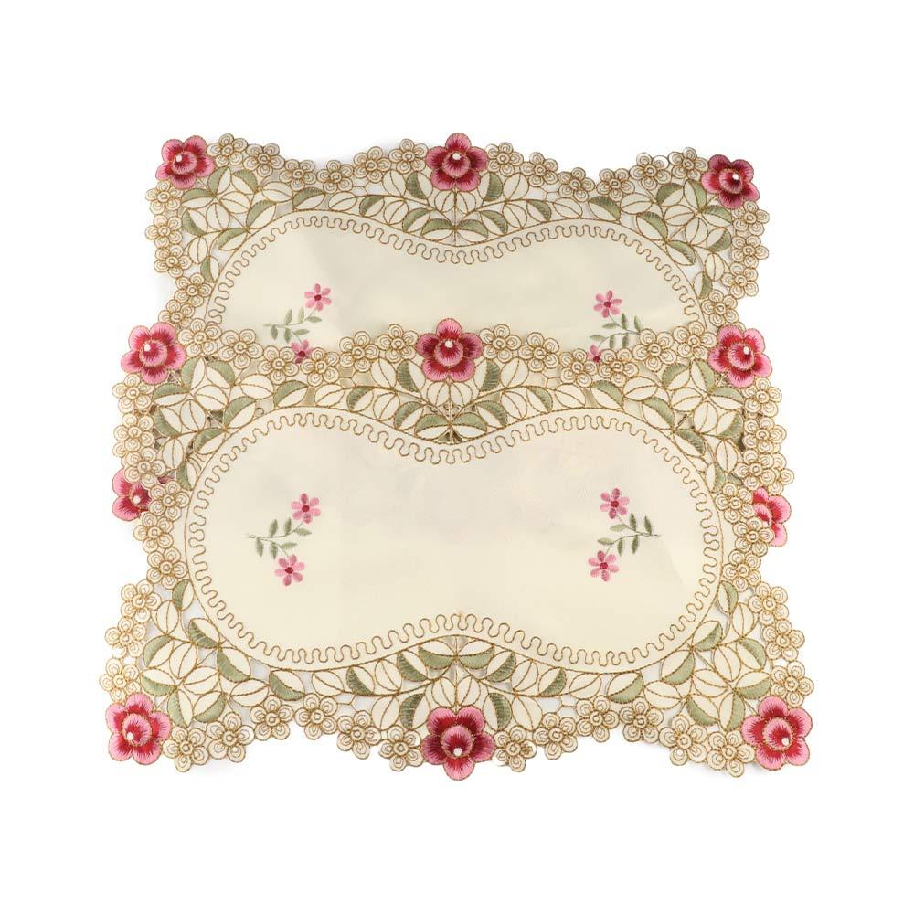 Большая вышитая кружевная салфетка из ткани, нескользящая, цветочная, подставка под обеденный стол, отель