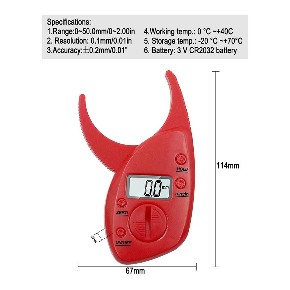 Red Body Measuring Tool Lcd Display Fat Analyzer Portable Fat Caliper Clip For Fitness Health Monitoring